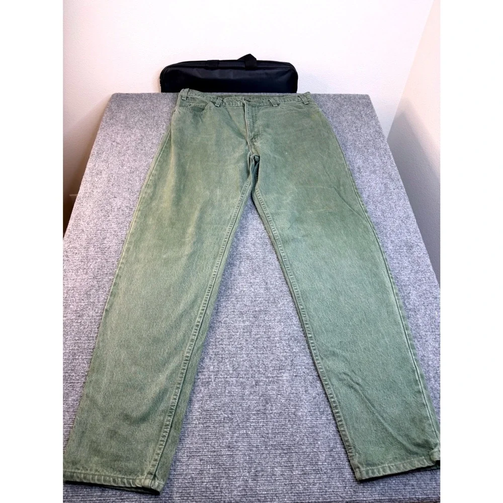 Vintage Levis 550 Orange Tab Green Jeans 38x34 USA Made 90s Relaxed Fit Denim‎